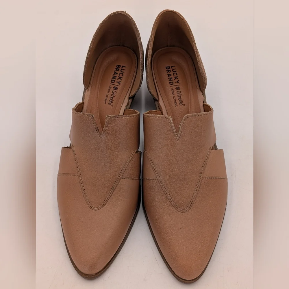 Lucky Brand Minnsy Sz US 9.5W / EU41 Leather Women Tan Slip-On Almond Toe Loafer